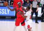 Chicago Bulls forward Javonte Green 24 posts up against Toronto Raptors forward Pascal Siakam 43 during a NBA game between the Toronto Raptors and the Chicago Bulls