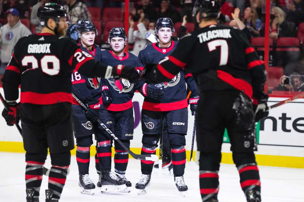 Ottawa Senators celebrating after PPG