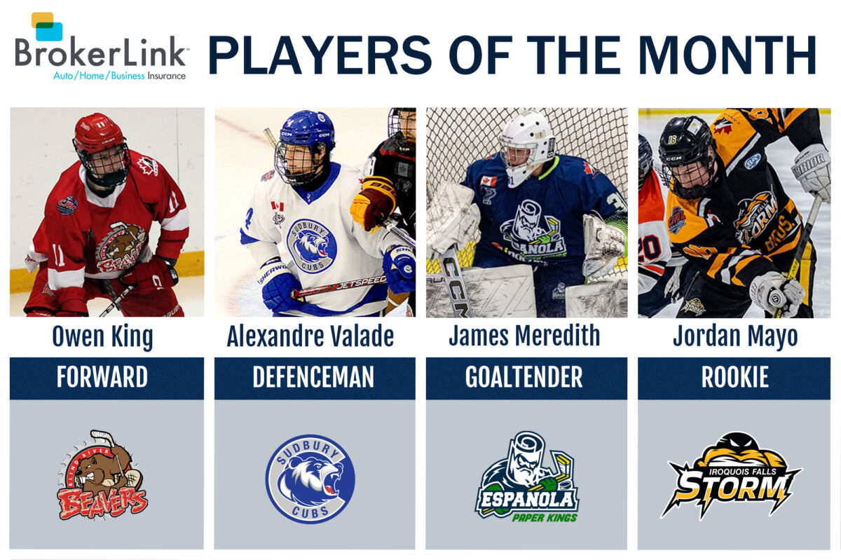 NOJHL BrokerLink PLAYERS OF THE MONTH for January