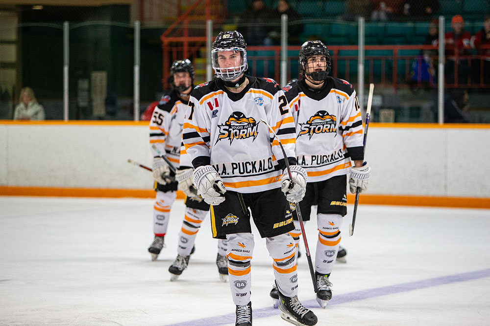 Greater Sudbury Cubs kickstart title defence 43 Iroquois Falls Storm players skate to bench
