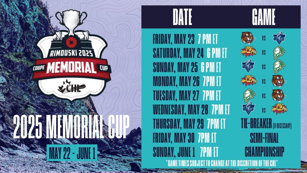 All eyes on Rimouski as 2025 Memorial Cup kicks off 43 2025 Memorial Cup schedule in Rimouski