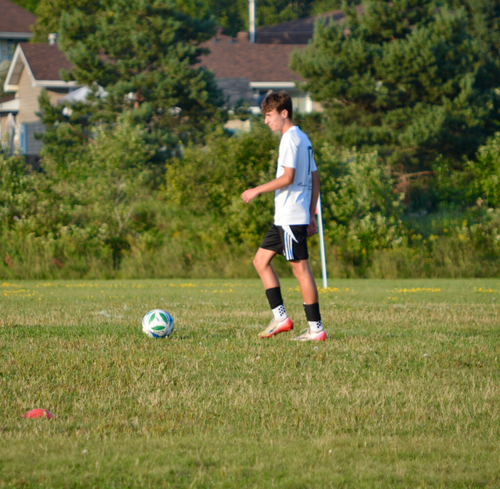 Xavier playing with the ball in practice